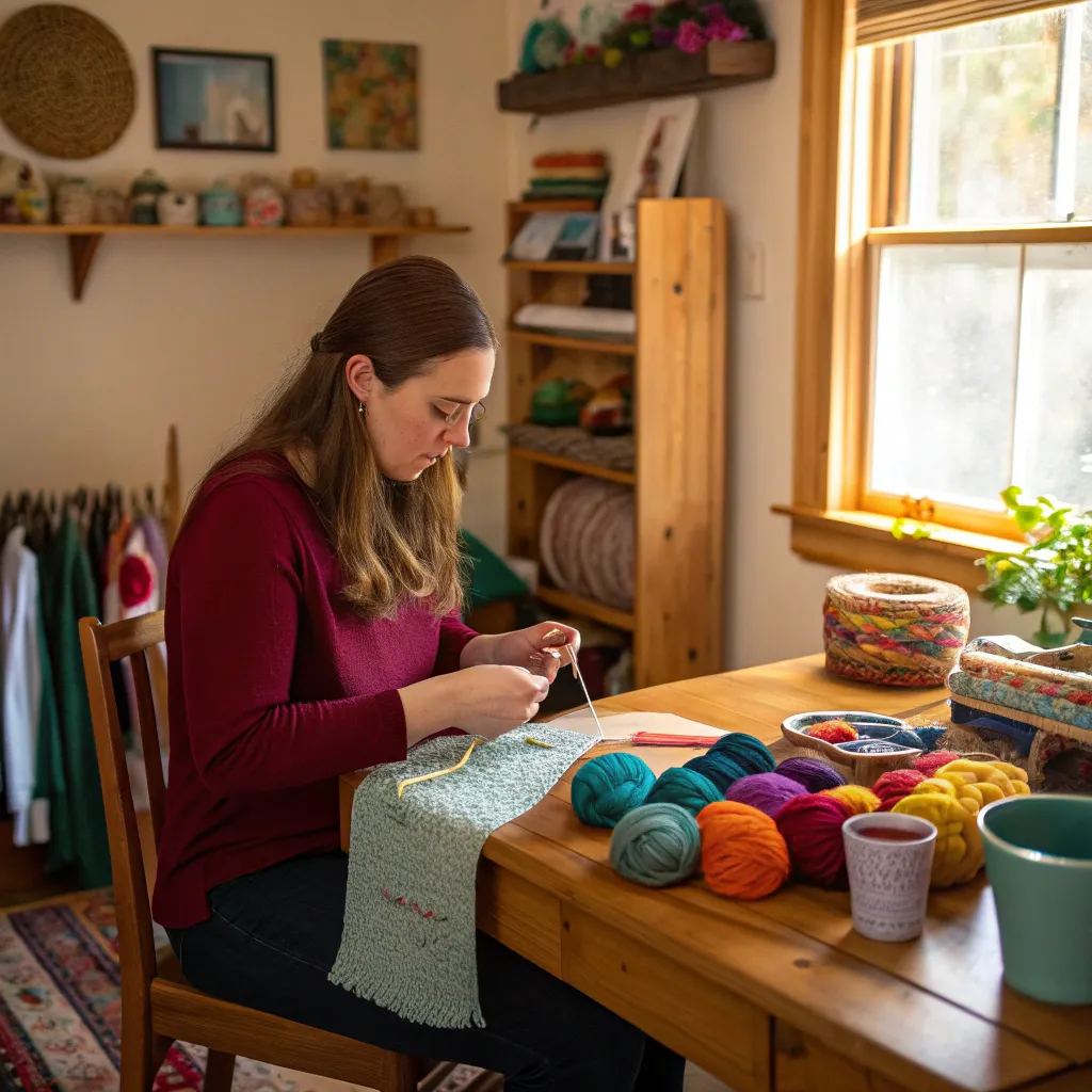 Emily Thompson in her home crafting studio