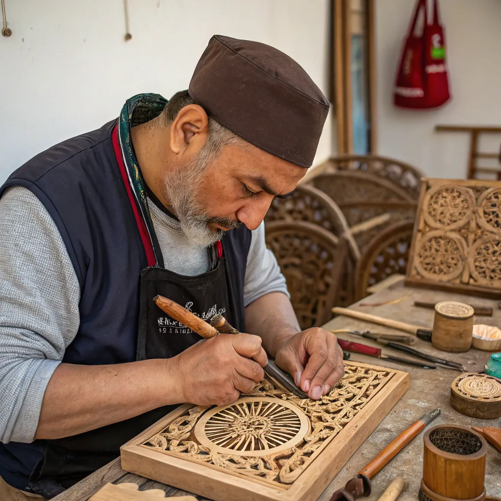 Artisan crafting traditional handicrafts