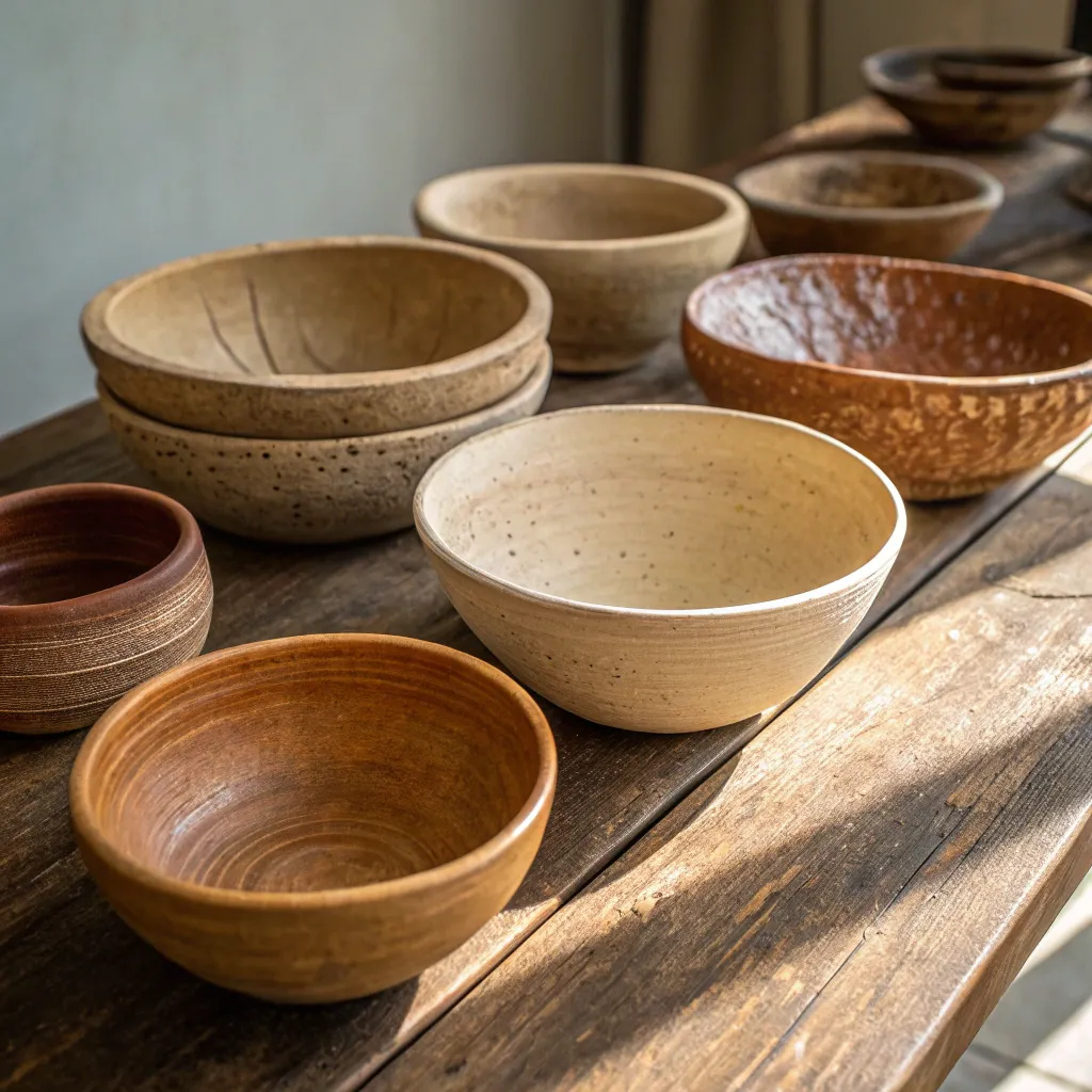 Handmade clay bowls